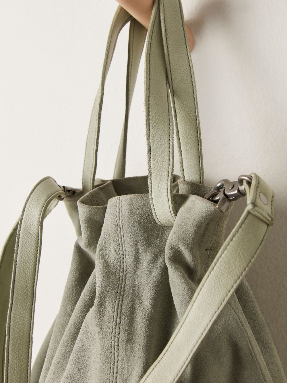 We The Free Sage Drawstring Tote in Light Sage - Picture 3 of 5